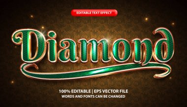 Elmas metin, düzenlenebilir metin efekti şablonu, altın ve yeşil lüks metin biçimi