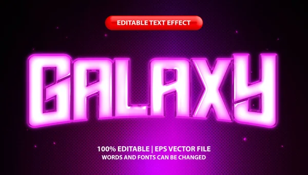 Texte Galaxy Modèle Effet Texte Modifiable Style Texte Effet Néon — Image vectorielle