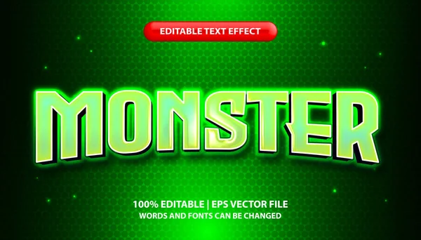 Texte Monstrueux Style Effet Texte Modifiable Style Texte Effet Néon — Image vectorielle