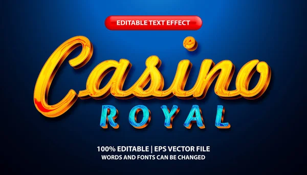 Casino Royal Text Editable Text Effect Template Gold Blue Flowing — 스톡 벡터