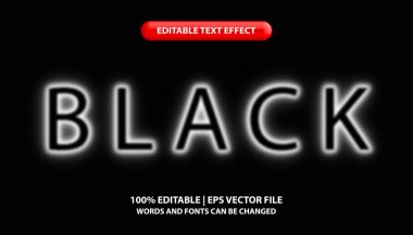 Siyah metin, neon ışık efekti, düzenlenebilir metin etkisi biçimi