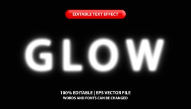 Parlak metin, beyaz neon ışık efekti, düzenlenebilir metin efekti biçimi