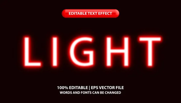 Effet Néon Rouge Effet Texte Modifiable — Image vectorielle