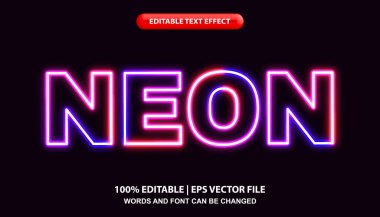 Neon düzenlenebilir metin efekti şablonu, neon ışıklı metin biçimi efekti