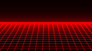 Retro arkaplan fütüristik manzara 1980 'ler tarzı, retro kırmızı neon ışık arkaplanı, perspektif ızgara soyut arkaplan