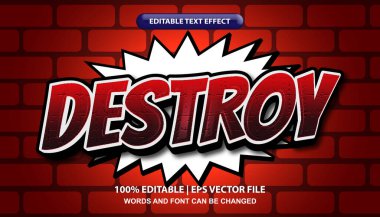 Metni yok et, düzenlenebilir metin efekti şablonu, pop art karikatür metin biçimi