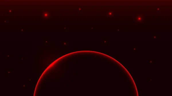 Fütürist Neon Işığı Soyut Arkaplan Uzayda Yıldızlı Kırmızı Gezegenler — Stok Vektör