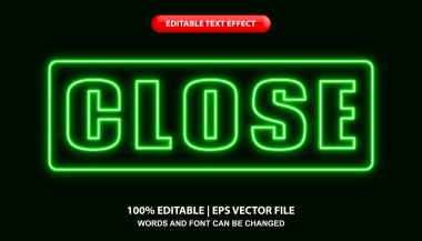 Metni kapat, düzenlenebilir metin efekti şablonu, gelecekteki yeşil neon ışığı metin biçimi