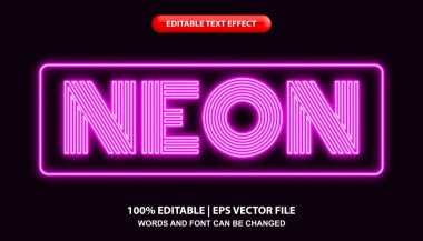 Neon metin, düzenlenebilir metin efekti şablonu, geleceksel neon ışığı metin biçimi