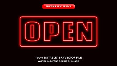 Metni aç, düzenlenebilir metin efekti şablonu, geleceksel kırmızı neon ışık biçimi