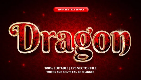 stock vector Dragon text, editable text effect template, shiny luxury bold red and gold text style