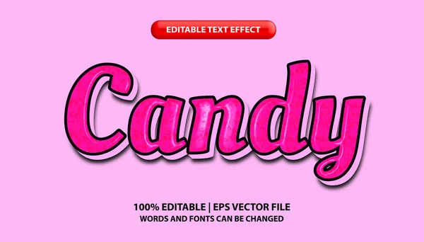 Cukorka Szöveg Szerkeszthető Szöveg Hatás Sablon Fényes Vastag Rózsaszín Szöveg — Stock Vector