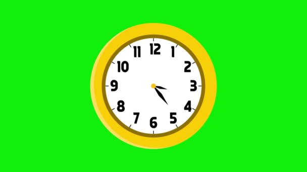 緑の画面上でアニメーション黄色の目覚まし時計の移動時間 タイムラプスクロックの変更 アニメーション映像 — ストック動画
