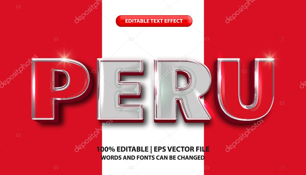 Editable text effect template, Peru flag pattern text effect style