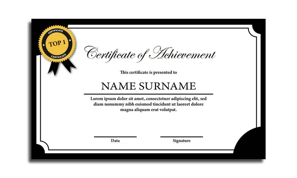 Сертифікат Шаблону Досягнень Золотим Значком Кордоном — стоковий вектор