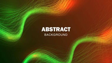 Fütürist yeşil ve turuncu neon ışık çizgisi soyut arka plan