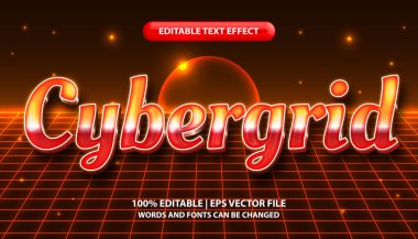 Siber şebeke değiştirilebilir metin efekti. Kırmızı parlak ve fütürist tarzlı tipografi şablonu