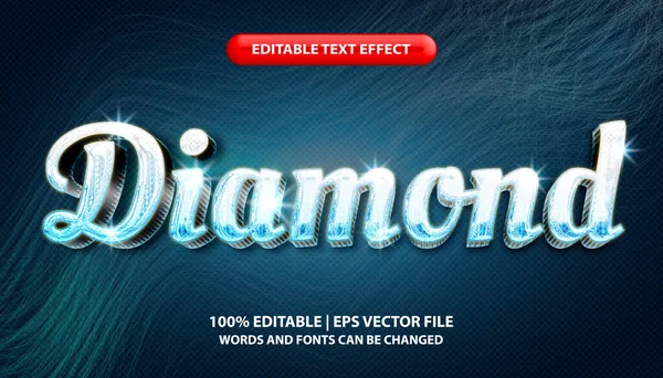 Diamant Luxus Texteffekt Editierbare Typografie Vorlage Mit Glänzendem Und Glamourösem — Stockvektor