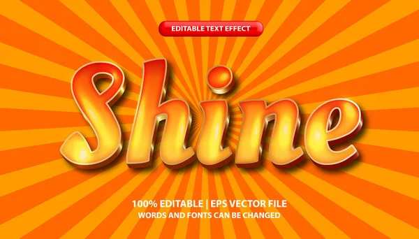 Shine Retro Editable Text Effect Template Shiny Futuristic Orange Gradient — Stock Vector