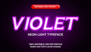 Menekşe düzenlenebilir metin efekti şablonu, neon ışığı fütürist metin biçimi