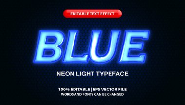 Mavi düzenlenebilir metin efekti şablonu, neon ışığı fütürist metin biçimi