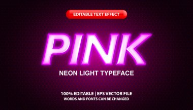 Pembe düzenlenebilir metin efekti şablonu, neon ışığı fütüristik metin biçimi