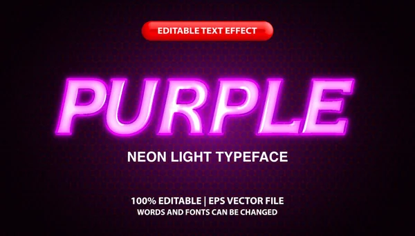 Modèle Effet Texte Modifiable Violet Style Texte Futuriste Néon — Image vectorielle