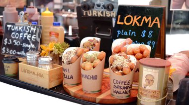 Turkish doughnut with various topping. Sydney, 7 February 2023.