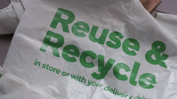 Supermarket Recycled plastic bag. Sydney, 7 February 2023.