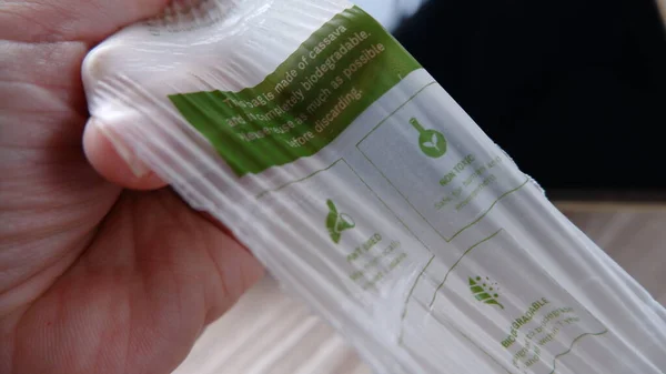 Plastic Strength Test Made Plant Based Cassava Biodegradable Plastic Bag — Foto de Stock