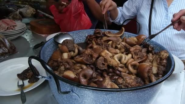 Buying Sekba Sekba Typical Chinese Indonesian Pork Offal Dish Boiled — Stock videók