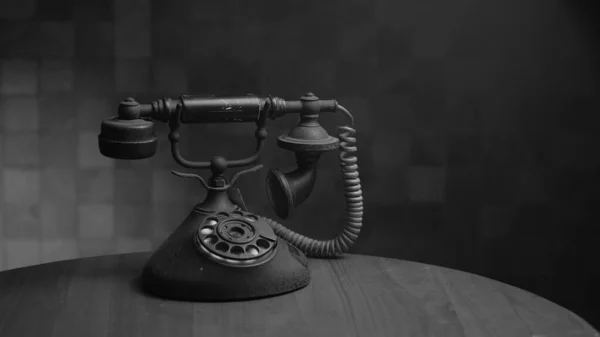 Fotografia Antiga Telefone Vintage Preto Branco Coleção Museu Mandiri Jacarta — Fotografia de Stock