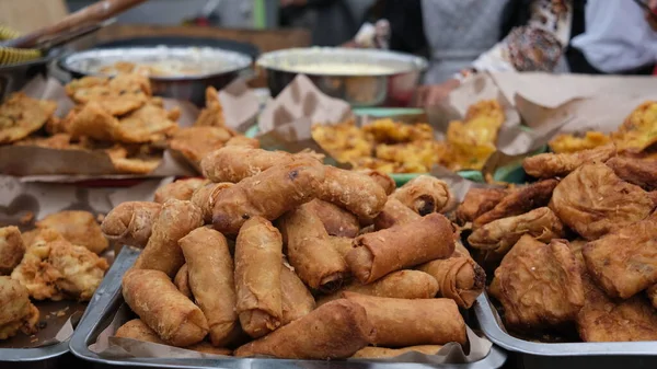 Comida Frita Sortida Kue Basah Jajanan Pasar Sobremesa Como Takjil — Fotografia de Stock