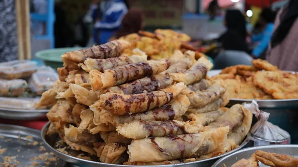 Banana Croccante Cioccolato Venditori Street Food Nei Mercati Tradizionali — Foto Stock