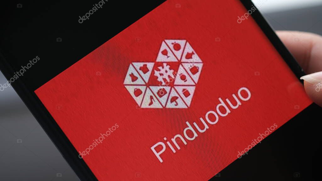 PinDuoDuo logo on Android smatphone. Jakarta, 29 march 2023