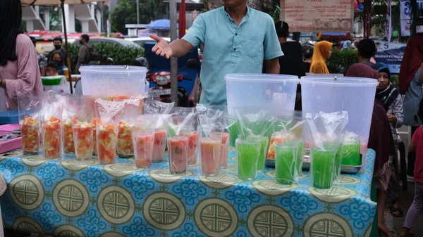 Gyümölcsjég Iftarnak Rawamangun Piacon Ramadán Utcai Étel — Stock Fotó
