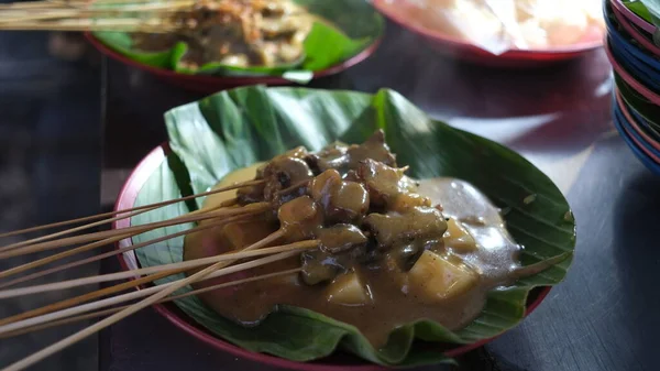 Satay Padang Warung Makanan Pedagang Kaki Lima Satay Padang Lebih — Stok Foto
