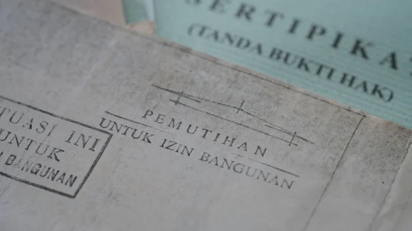 Indonesia Documentos Certificado Tierras Yakarta Abril 2023 — Foto de Stock