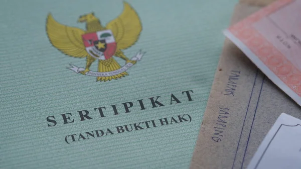 Dokument Landcertifikat Från Indonesien Jakarta April 2023 — Stockfoto