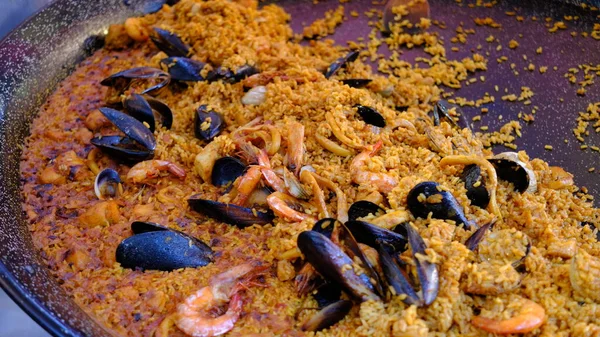 Paella Rice Dish Originally Valencian Community Paella Regarded One Community — Stock Photo, Image