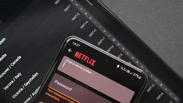 Netflix Inloggningsmedlemskap Olika Regioner För Delat Lösenord Sydney Den Juni — Stockfoto
