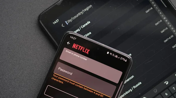 Netflix Inloggningsmedlemskap Olika Regioner För Delat Lösenord Sydney Den Juni — Stockfoto