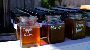 Kavanozda çeşit çeşit bal var..