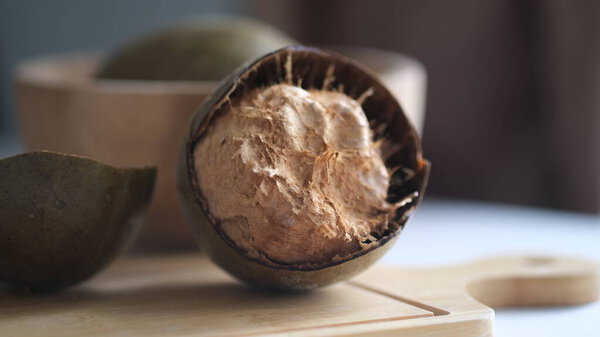 Peeled dried lo han kuo fruit.