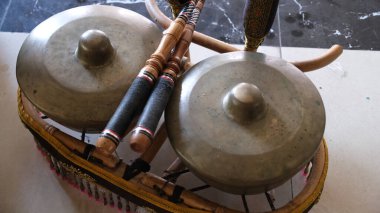 Geleneksel Bali müzik enstrümanları. Gamelan Bali.