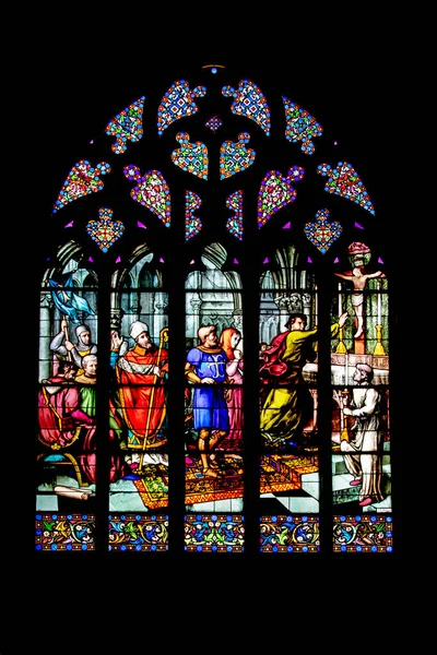 Quimper Här Vitrail Cathedrale Saint Corentin Finistere Bretagne — Stockfoto