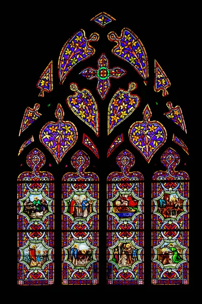 Quimper Vitrail Cathedrale Saint Corentin Finistere Bretagne —  Fotos de Stock