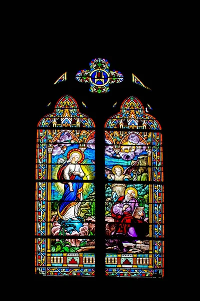 Saint Vaast Hougue Vitrail Eglise Saint Vaast Manche Normandie — Zdjęcie stockowe