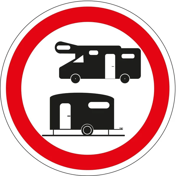 Panneau Routier Interdit Aux Camping Cars Caravanes — Image vectorielle