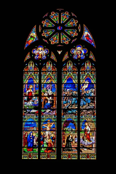 Saint Vaast Hougue Vitrail Eglise Saint Vaast Manche Normandie — Stock fotografie